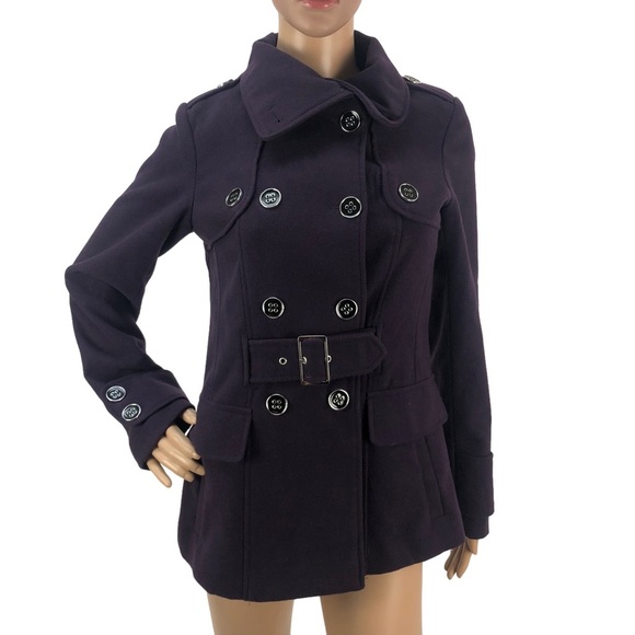 George Jackets & Blazers - George Purple Belted Double Breasted Peacoat Fitted A-Line‎ Jacket Coat XS